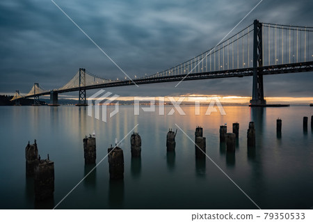 Dawn of San Francisco Bay Bridge 79350533
