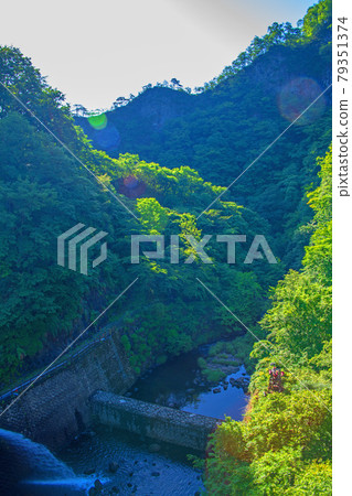 初夏的臼井湖坂本水壩和周圍景色 初夏的臼井湖坂本水壩和周圍景色 79351374