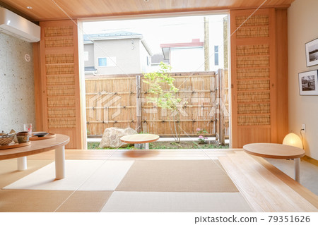 Fashionable Japanese sweets shop interior tatami 79351626