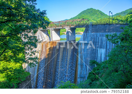 View from Usui Lake Sakamoto Dam Observation Deck Early summer surrounding scenery View from Usui Lake Sakamoto Dam Observation Deck Early summer surrounding scenery 79352188