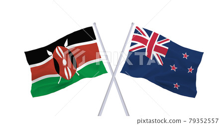 Flags of New Zealand and the Republic of Kenya 79352557