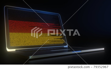 Open laptop and computer code on the screen... - Stock Illustration ...