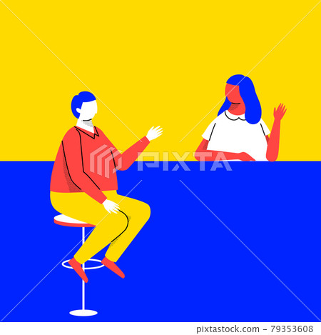 Office life, two workers talking to each other Office life, two workers talking to each other 79353608