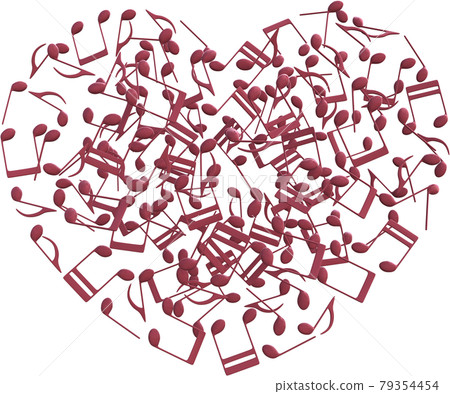 Musical note heart pink CG illustration cutout 79354454
