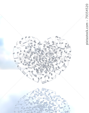 音符心白色高音譜號 Cg 插圖垂直 79354520