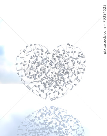 Musical note heart white CG illustration vertical 79354522