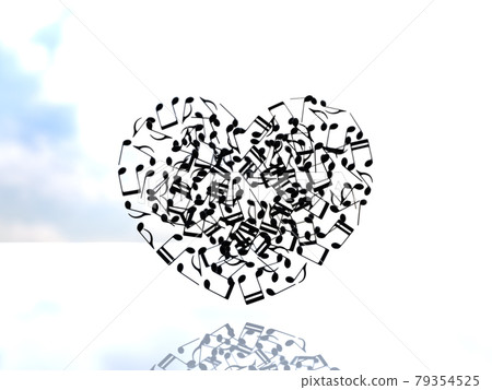 Musical note heart black CG illustration side 79354525