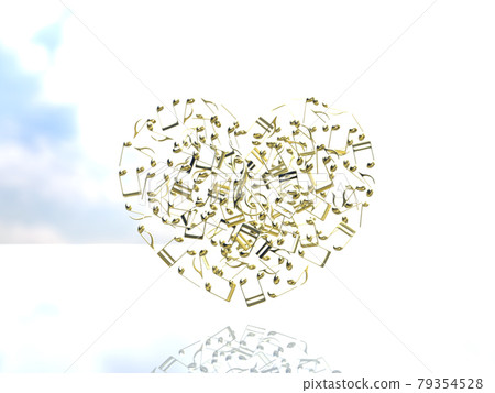 Musical note heart gold treble clef CG illustration side Musical note heart gold treble clef CG illustration side 79354528