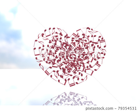 Musical note heart pink treble clef CG illustration side 79354531