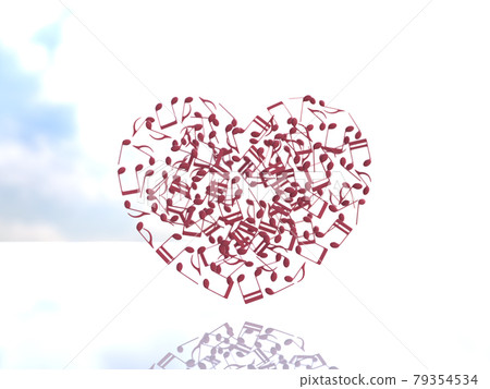 Musical note heart pink CG illustration side 79354534