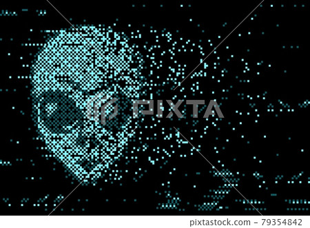 Glitch screen distortion with pixel noise, alien 79354842