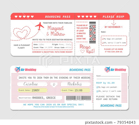 Boarding pass ticket, wedding invitation Boarding pass ticket, wedding invitation 79354843