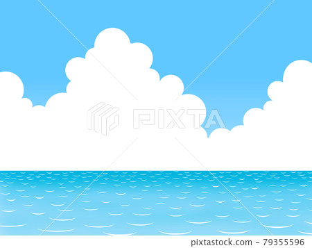 Blue sky, sea and white cloudy clouds-cumulonimbus-summer sky 79355596