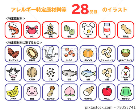 Food allergy icon food specific raw material full color 79355741