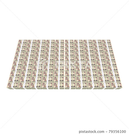Economic illustration material Flat stack of bills Real style 10,000 yen bill 1 billion yen (1_4) 79356100