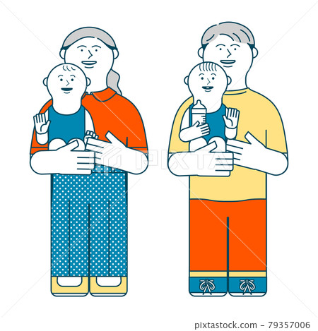 Men and women holding babies 79357006