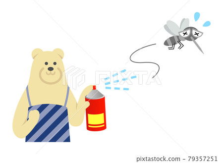 Illustration image of a polar bear husband using an insecticide 79357251