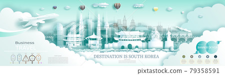 Modern business brochure design for South Korea landmarks advertising. 79358591