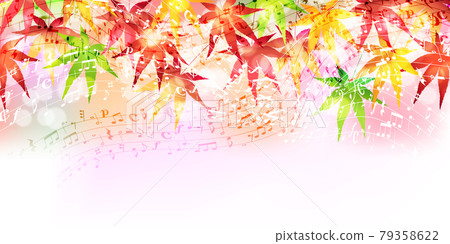 秋葉楓葉音符背景 秋葉楓葉音符背景 79358622