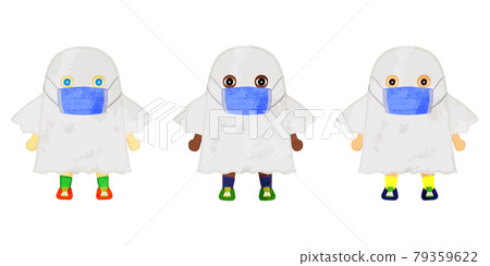 Halloween boy's ghost costume set mask to prevent infection Halloween boy's ghost costume set mask to prevent infection 79359622