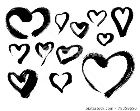 日式插畫，毛筆心套裝，毛筆字，情人節，淡淡的 79359650