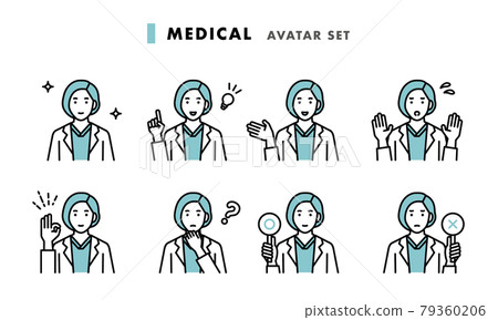 Female doctor's upper body avatar set 79360206