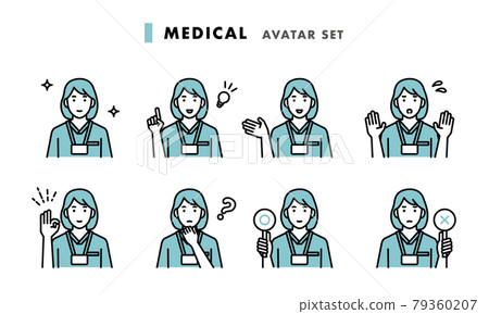 Female doctor's upper body avatar set 79360207