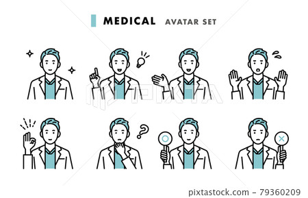 Male doctor's upper body avatar set 79360209