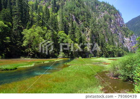 Ribbon lakes in Jiuzhaigou, Sichuan, China 79360439