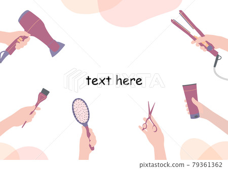 hairdressing tools in the hands of a stylist. 79361362