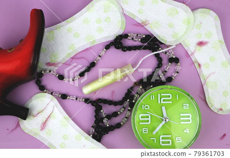 Medical conception photo. Red dreamy smile crochet blood drop, daily and menstrual pad and tampon, Woman critical days, gynecological menstruation cycle, Menstruation sanitary woman hygiene Medical conception photo. Red dreamy smile crochet blood drop, daily and menstrual pad and tampon, Woman critical days, gynecological menstruation cycle, Menstruation sanitary woman hygiene 79361703