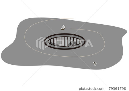 Illustration of flies flying around the drain Illustration of flies flying around the drain 79361798