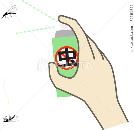 蚊子和驅蟲劑噴霧的插圖 蚊子和驅蟲劑噴霧的插圖 79361833