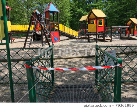 Closed kids playground during 2020 quarantine from the Covid-19 Coronavirus. Closed kids playground during 2020 quarantine from the Covid-19 Coronavirus. 79361999