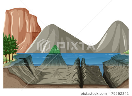Nature landscape scene with underwater of lake and mountain background 79362241