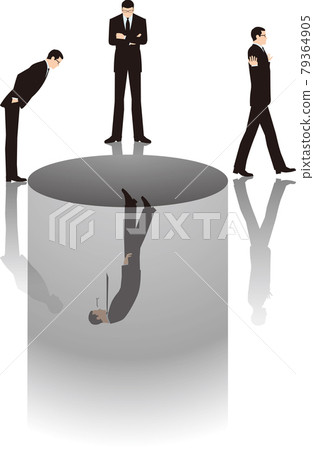 一個商人看著一個倒下的同事的形象 79364905