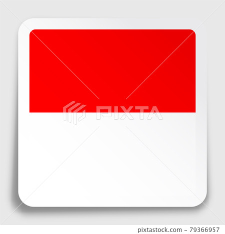 Republic of Indonesia flag icon on paper square sticker with shadow. Button for mobile application or web. Vector Republic of Indonesia flag icon on paper square sticker with shadow. Button for mobile application or web. Vector 79366957