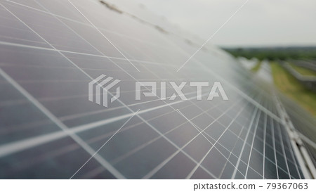 Solar panel of the solar power station at photovoltaic power station working on solar energy storage in the industry. Clean energy concept. Solar farm. 79367063