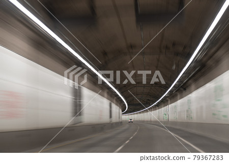 modern underground tunnel. gray road tunnel. city underground bridge. 79367283