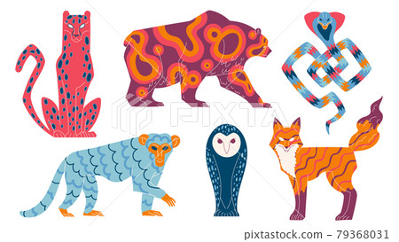 Mythical animals, mystical characters wild fairy tale animals. 79368031