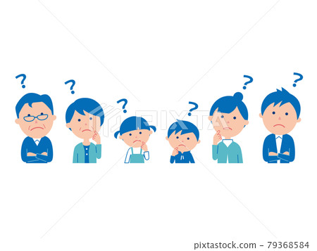 Family of six Side by side Upper body Hatena Blue 79368584