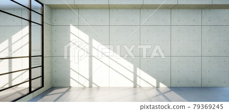 Vibrant and detailed panoramic landscape: concrete geometric architecture (3D CG rendered digital illustration) 79369245