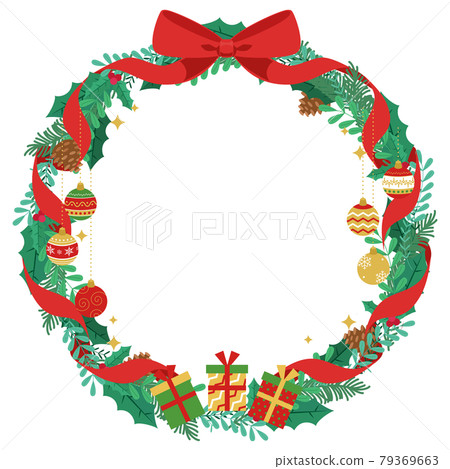 Christmas wreath frame background vector illustration (copy space, background) 79369663