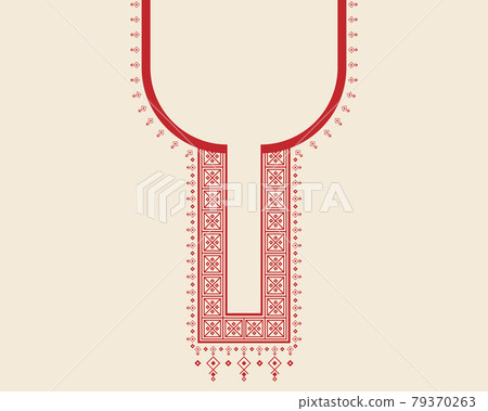 Geometric ethnic oriental pattern. Necklace embroidery design for textile, fashion woman, background, wallpaper, clothing and wrapping. Vector illustration.  79370263
