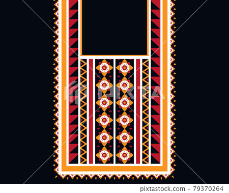 Geometric ethnic oriental pattern. Necklace embroidery design for textile, fashion woman, background, wallpaper, clothing and wrapping. Vector illustration.  79370264