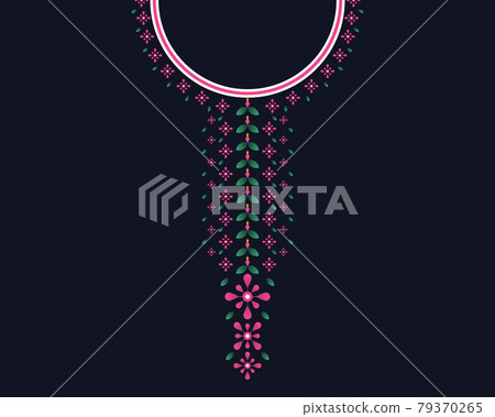 Geometric ethnic oriental pattern. Necklace embroidery design for textile, fashion woman, background, wallpaper, clothing and wrapping. Vector illustration.  79370265