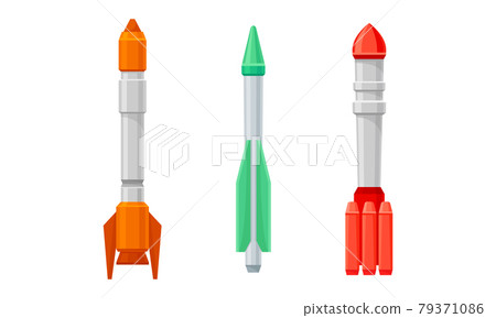 Military Guided Missiles of Different Color and Shape Vector Set 79371086