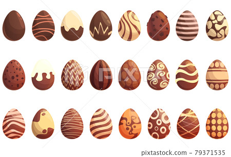 Chocolate eggs icons set cartoon vector. Easter candy 79371535