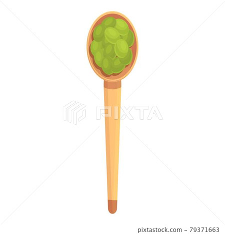 Lentil spoon icon cartoon vector. Green soup 79371663