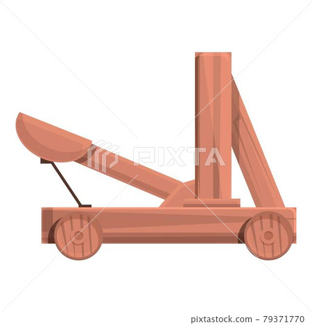 Wood catapult icon cartoon vector. Medieval artillery Wood catapult icon cartoon vector. Medieval artillery 79371770